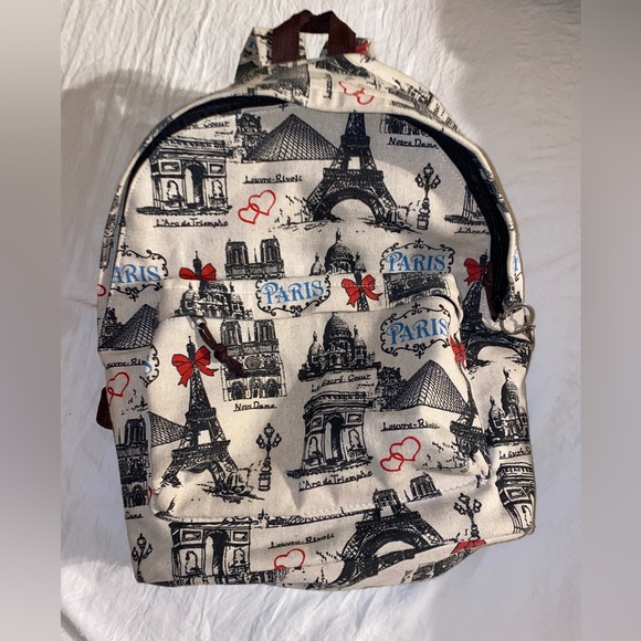 Handmade Paris Eiffel Tower French Romance Vintage Backpack With Keychain - Picture 1 of 8